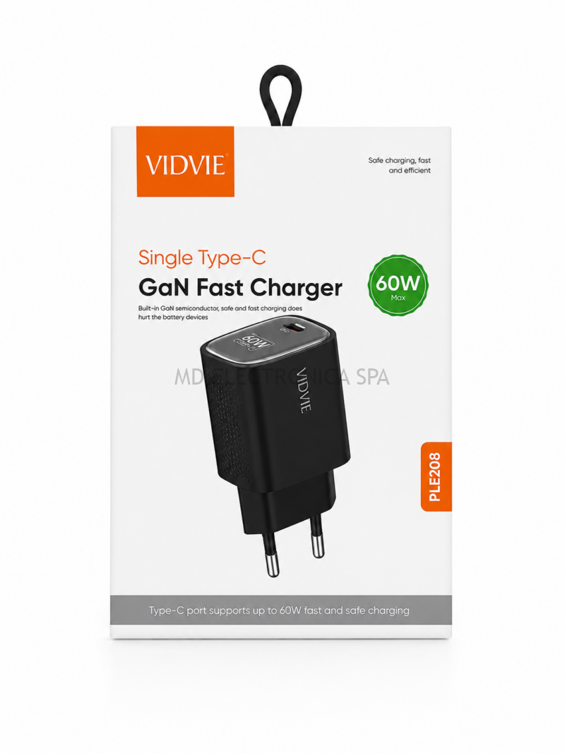 Cargador Vidvie GaN 60W lighting de Carga Rápida