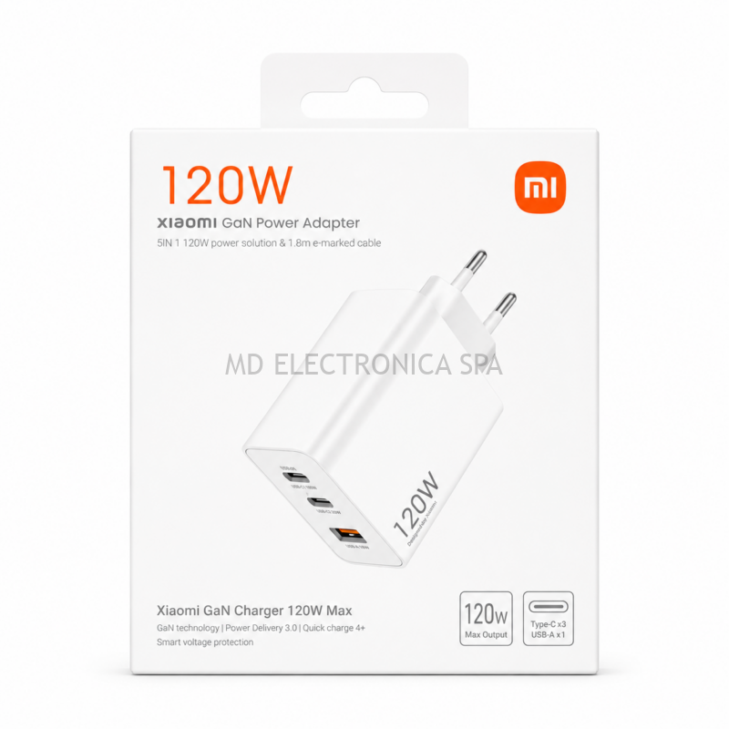 Cargador Xiaomi GaN 120W Max | USB-A + 3 USB-C